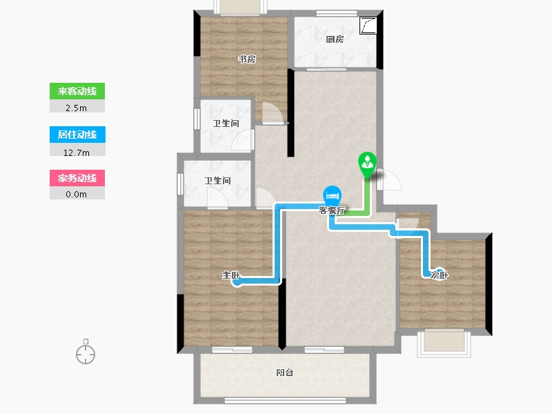 江苏省-徐州市-世茂云泽苑-106.15-户型库-动静线