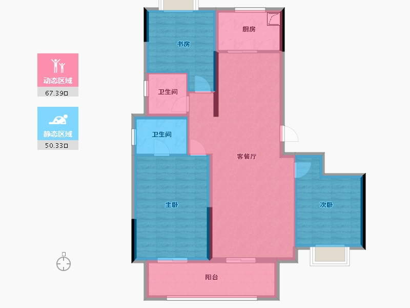 江苏省-徐州市-世茂云泽苑-106.15-户型库-动静分区