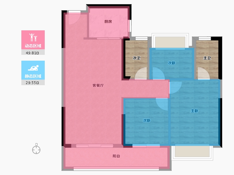 湖南省-长沙市-浏阳湾田·和悦家园-78.93-户型库-动静分区