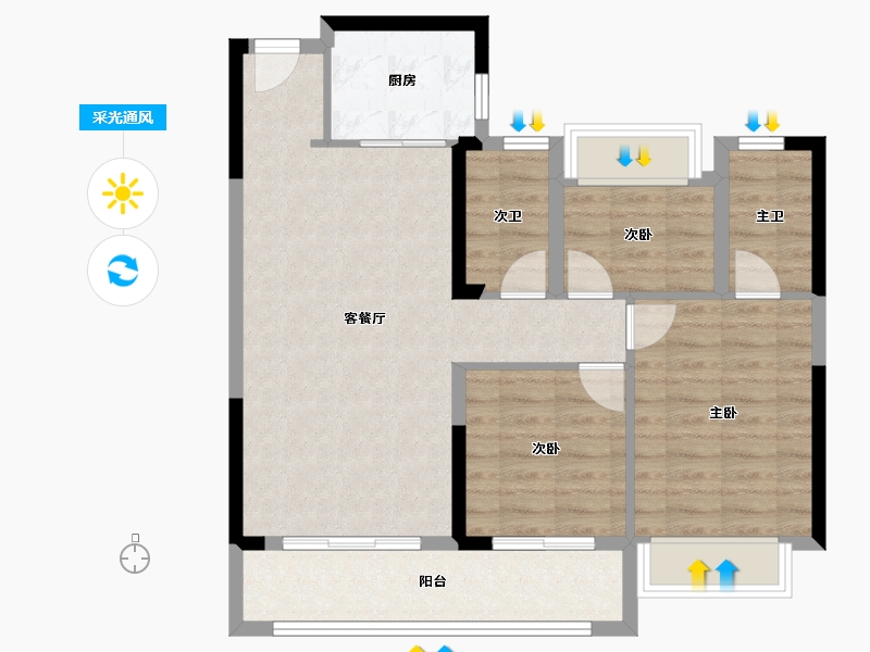 湖南省-长沙市-浏阳湾田·和悦家园-78.93-户型库-采光通风