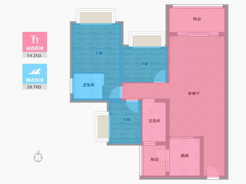 重庆-重庆市-昕晖滨江壹号院-73.14-户型库-动静分区