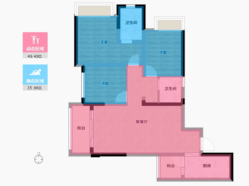 重庆-重庆市-金科联发東悦府-74.90-户型库-动静分区