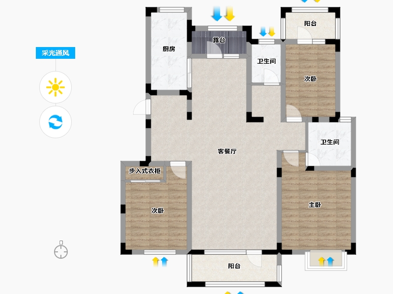 河北省-唐山市-美仑华府-120.00-户型库-采光通风