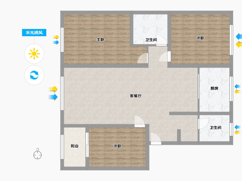 河北省-沧州市-安欣家园-120.00-户型库-采光通风