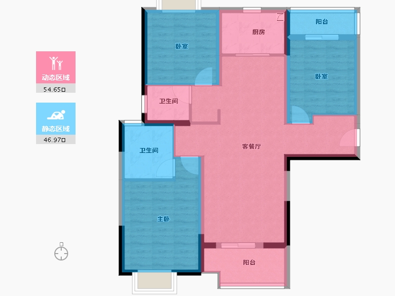 湖北省-武汉市-航城丽都-90.72-户型库-动静分区