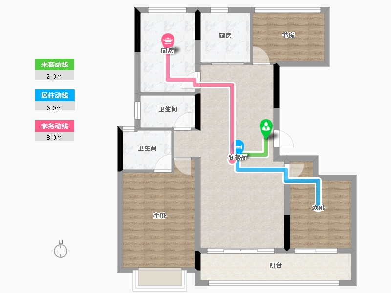 浙江省-金华市-宾王道1號-99.74-户型库-动静线