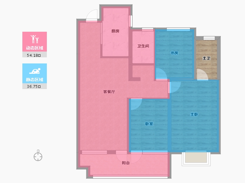 山东省-烟台市-石药健康城-84.78-户型库-动静分区