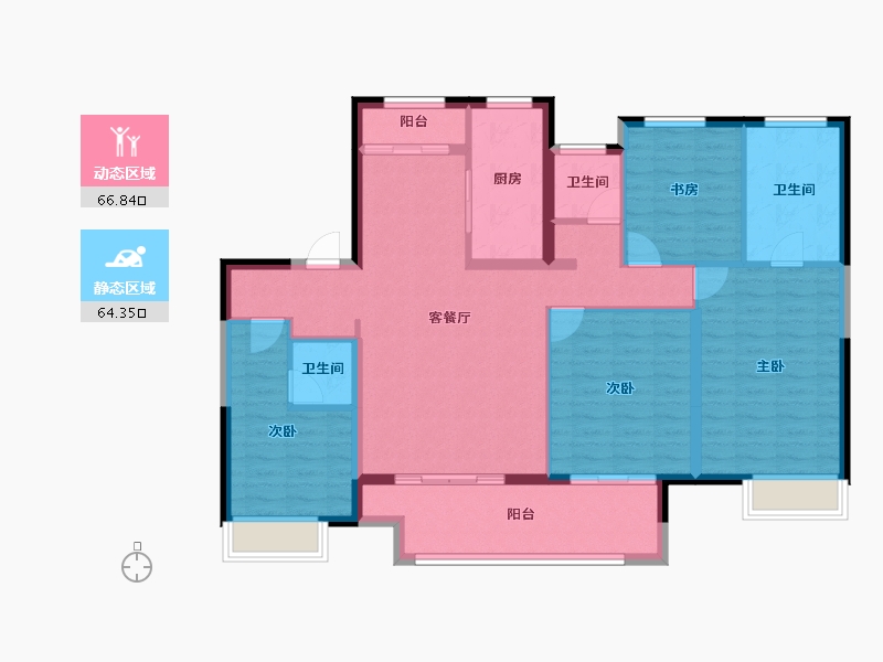 陕西省-西安市-陕建荣华臻萃府-118.40-户型库-动静分区