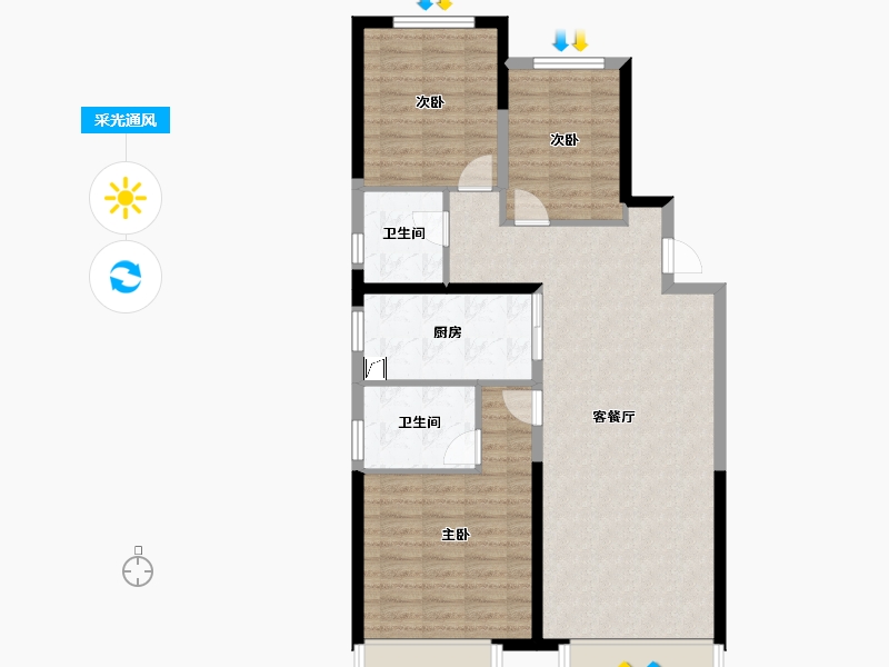 陕西省-西安市-华润置地未来城市-92.00-户型库-采光通风