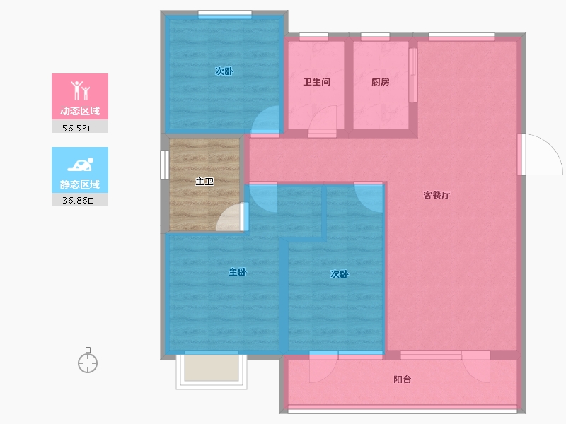 山东省-烟台市-石药健康城-88.44-户型库-动静分区