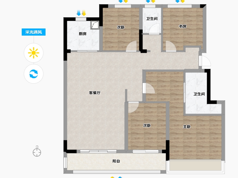 浙江省-绍兴市-宝能凤林府-114.40-户型库-采光通风