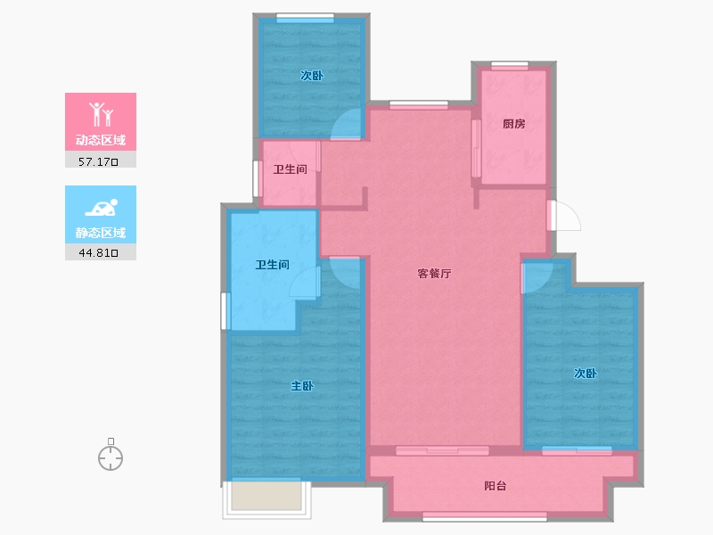 陕西省-西安市-陕建荣华臻萃府-92.00-户型库-动静分区