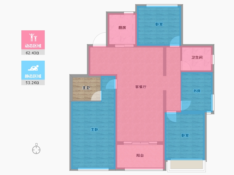 山东省-烟台市-石药健康城-107.61-户型库-动静分区