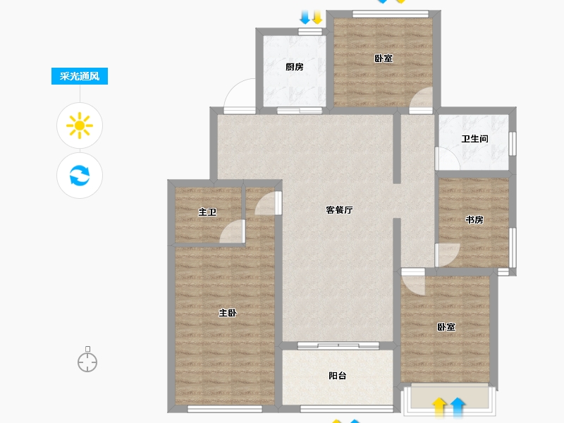 山东省-烟台市-石药健康城-107.61-户型库-采光通风