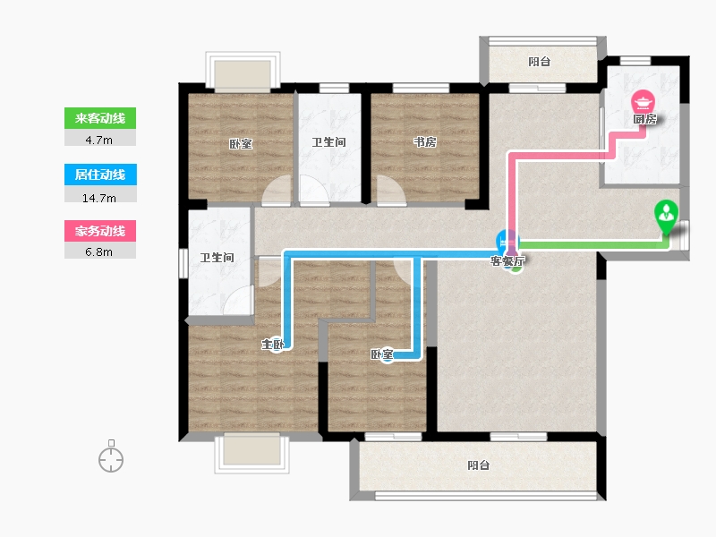 湖南省-长沙市-珠江四方印-113.09-户型库-动静线