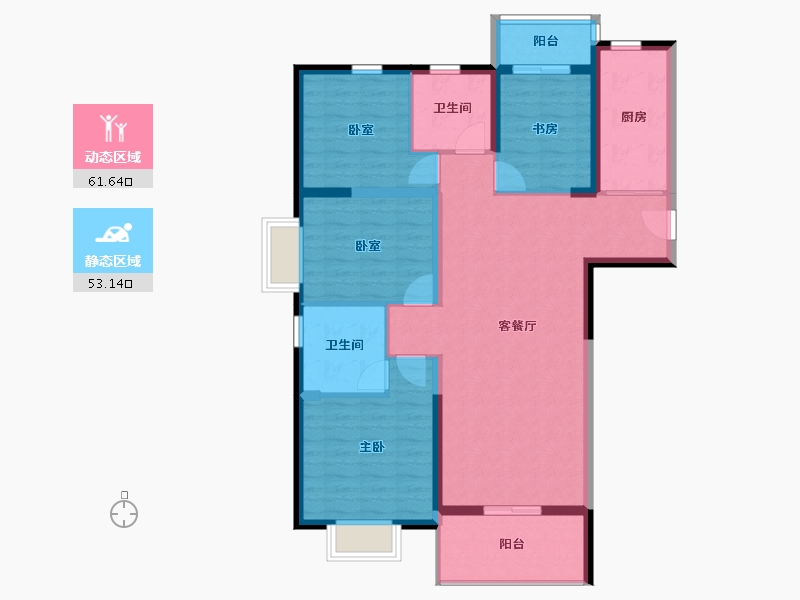 湖南省-长沙市-珠江四方印-103.18-户型库-动静分区