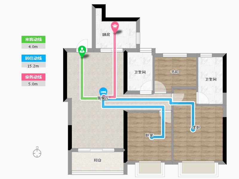 浙江省-金华市-​绿城晓风印月-77.52-户型库-动静线