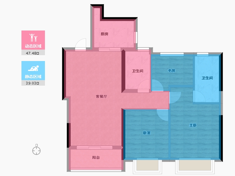 浙江省-金华市-​绿城晓风印月-77.52-户型库-动静分区