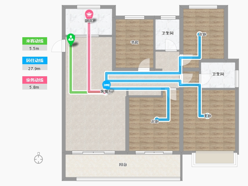 江苏省-淮安市-香溢茗园-115.00-户型库-动静线