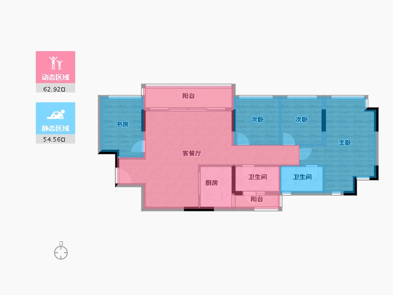 重庆-重庆市-金辉云缦长滩-105.65-户型库-动静分区