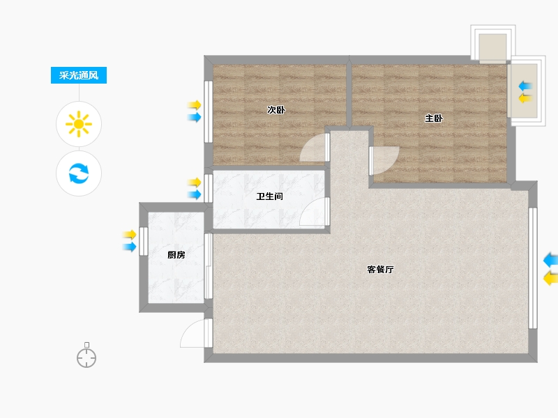 辽宁省-盘锦市-中天华府-80.00-户型库-采光通风