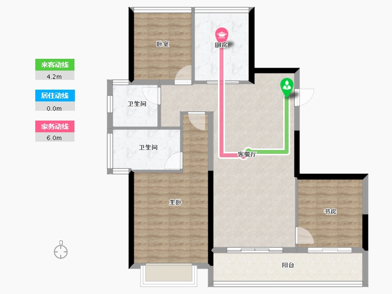 浙江省-金华市-​绿城晓风印月-96.80-户型库-动静线