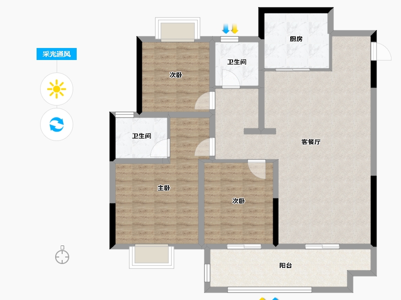 江苏省-徐州市-汉邦景城-105.92-户型库-采光通风