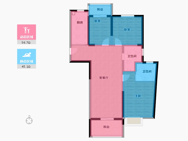 湖南省-长沙市-珠江四方印-90.28-户型库-动静分区