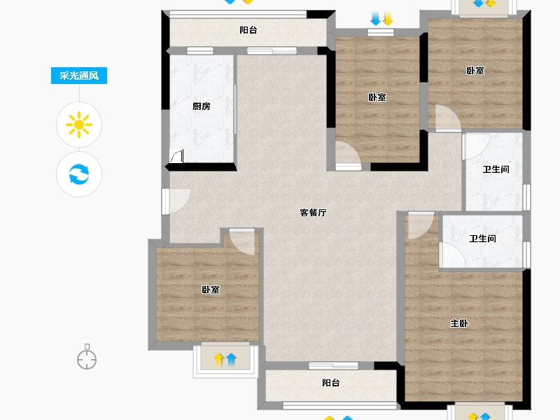 湖北省-武汉市-航城丽都-110.18-户型库-采光通风