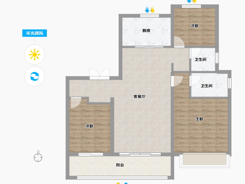 山东省-青岛市-中南樾府-99.20-户型库-采光通风