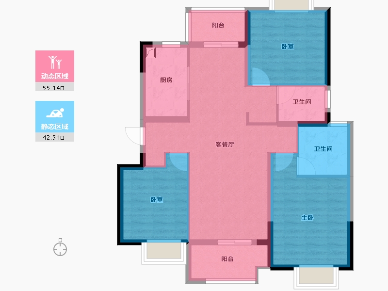 湖北省-武汉市-航城丽都-87.39-户型库-动静分区