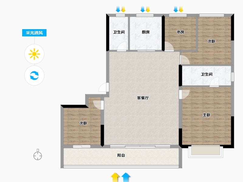 浙江省-金华市-宾王道1號-136.70-户型库-采光通风