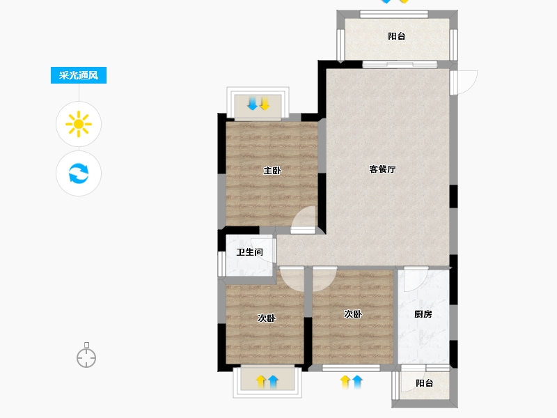 四川省-成都市-建泰御嘉花苑-65.72-户型库-采光通风