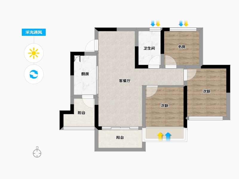 四川省-成都市-川港合作示范园-61.70-户型库-采光通风