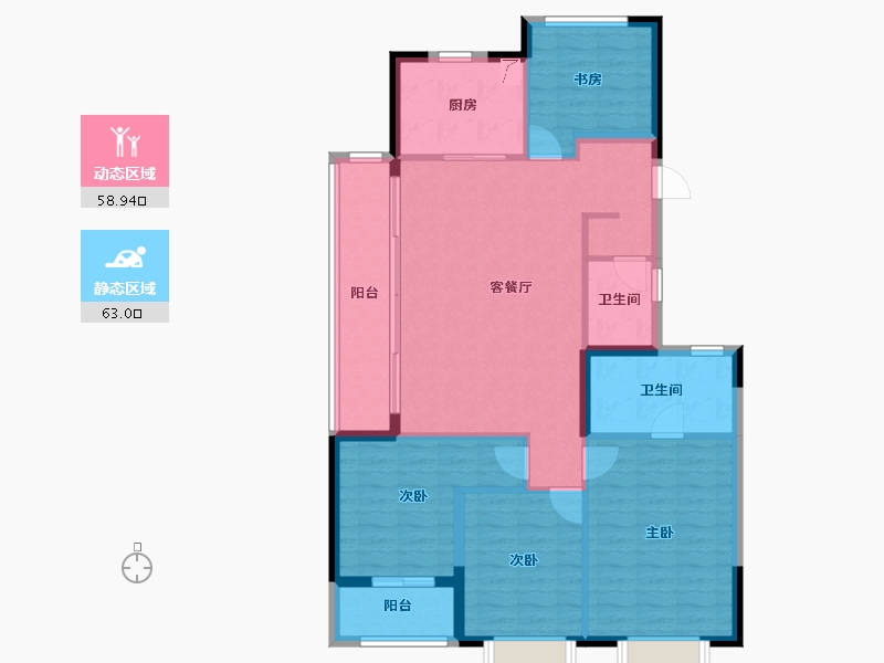 浙江省-金华市-美的君兰锦绣-110.40-户型库-动静分区