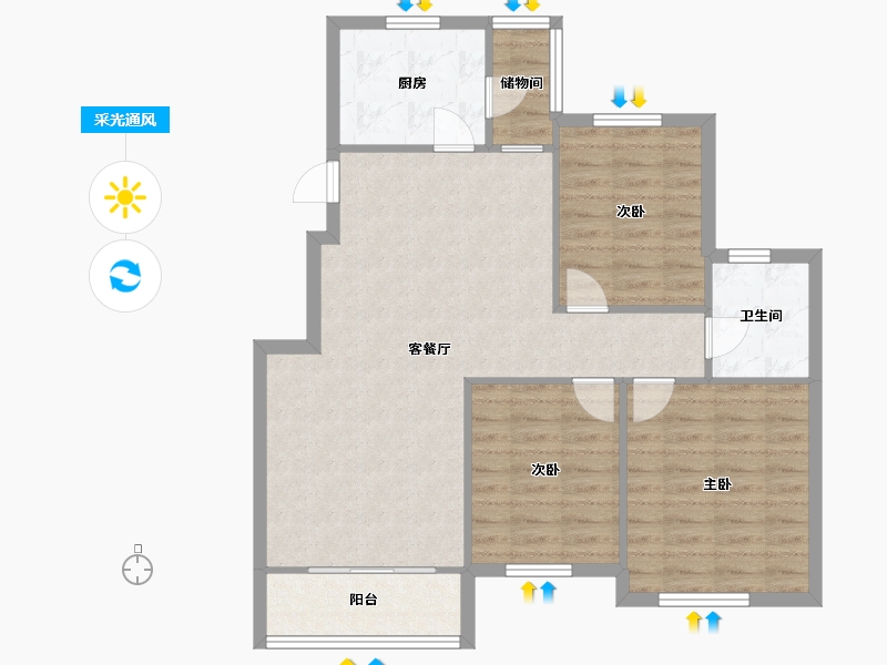 江苏省-南京市-弘阳·旭日上城-一区-90.00-户型库-采光通风