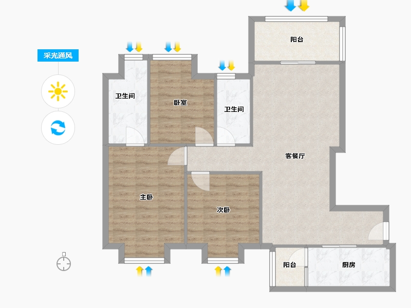 广东省-广州市-凤凰城-91.00-户型库-采光通风