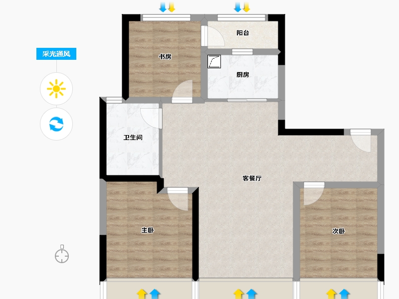 陕西省-西安市-西安蓝光长岛国际社区-78.40-户型库-采光通风