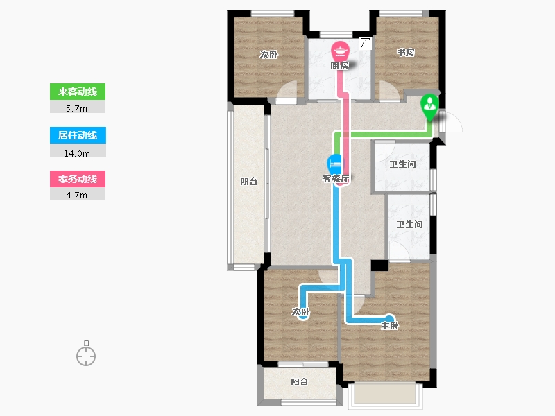 浙江省-金华市-美的君兰锦绣-94.40-户型库-动静线