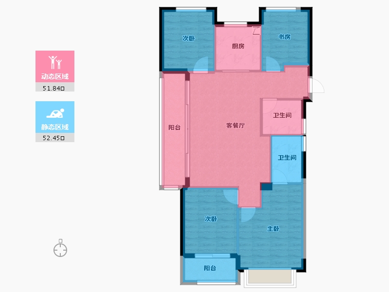 浙江省-金华市-美的君兰锦绣-94.40-户型库-动静分区