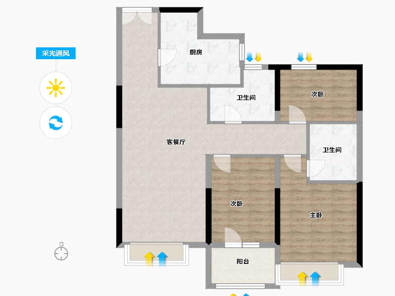 河南省-濮阳市-富力尚悦居-103.00-户型库-采光通风