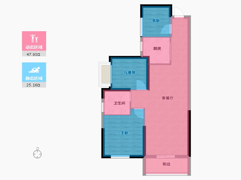 湖南省-长沙市-鸿邦·国际城-65.20-户型库-动静分区