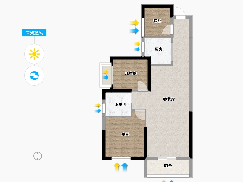 湖南省-长沙市-鸿邦·国际城-65.20-户型库-采光通风