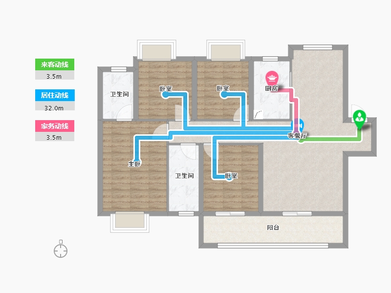 湖南省-长沙市-东原·启城-103.99-户型库-动静线