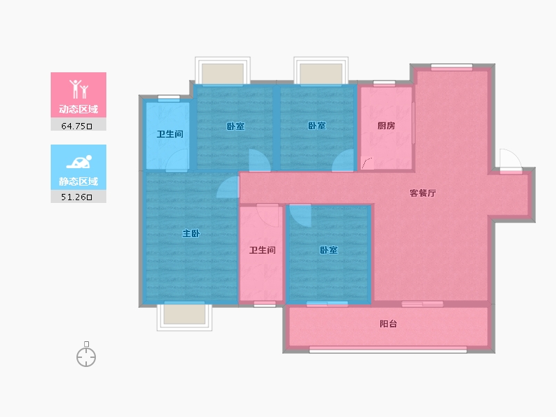 湖南省-长沙市-东原·启城-103.99-户型库-动静分区