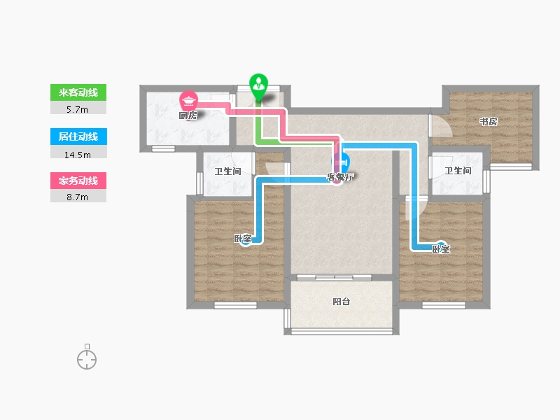 江苏省-南京市-澜悦华庭-84.80-户型库-动静线