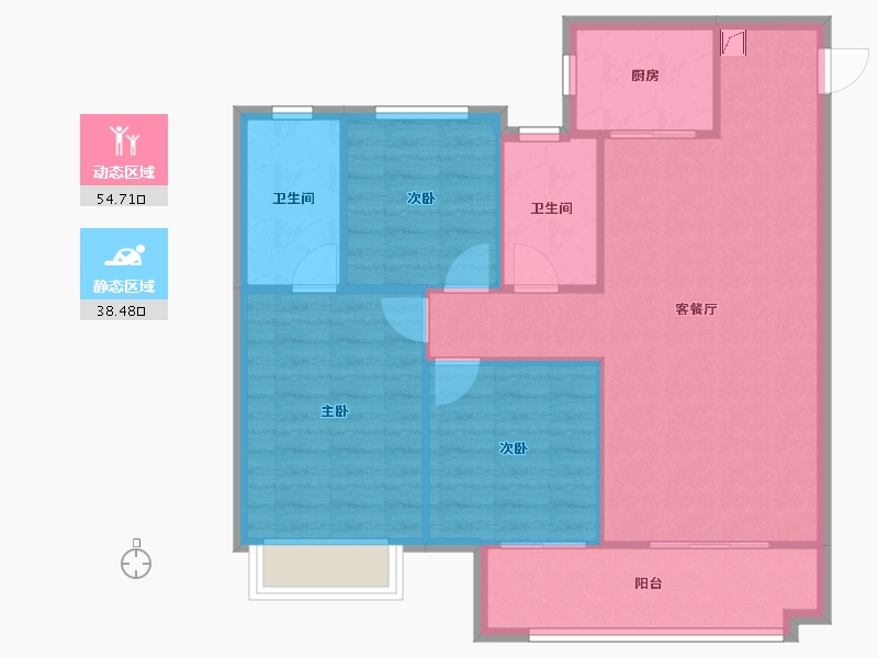 陕西省-西安市-南飞鸿十年城二期-85.00-户型库-动静分区