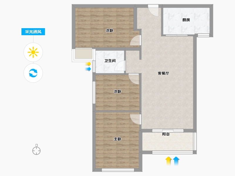 湖北省-武汉市-长投保利汉口印-85.55-户型库-采光通风