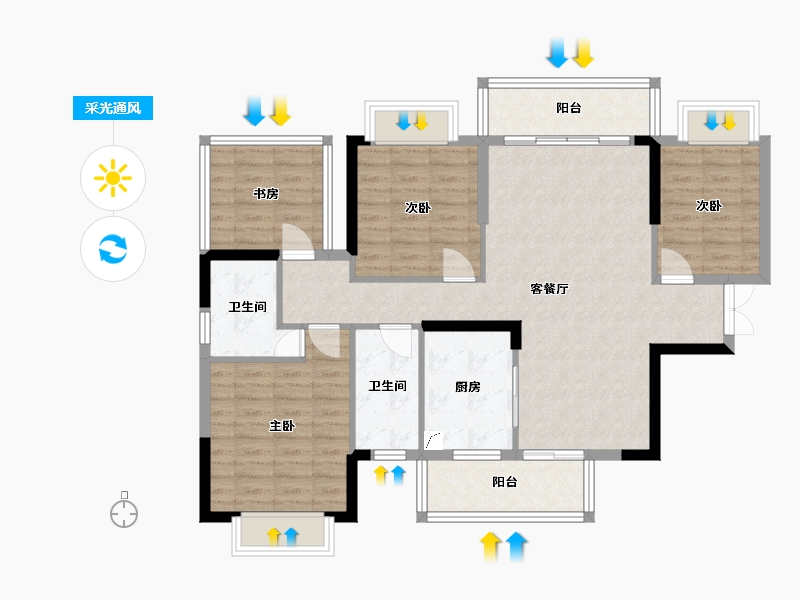 广西壮族自治区-南宁市-建工城-118.00-户型库-采光通风