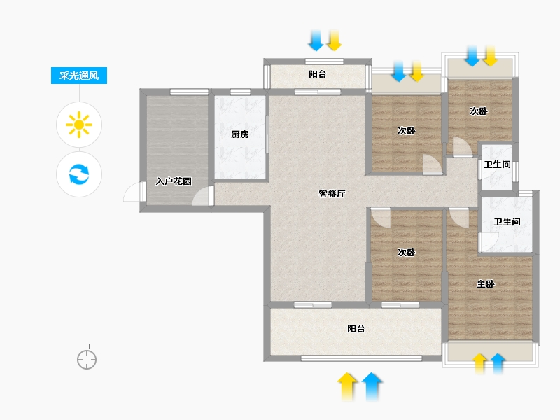 广东省-肇庆市-百盈花园-115.00-户型库-采光通风